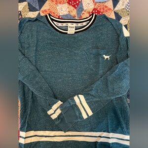 Victorias Secret Pink Blue Speckled Varsity Crew